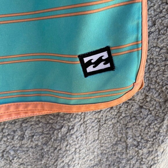 Billabong Recycler 73 Pro Orange Teal Striped Board Shorts Size 25 - Picture 5 of 10